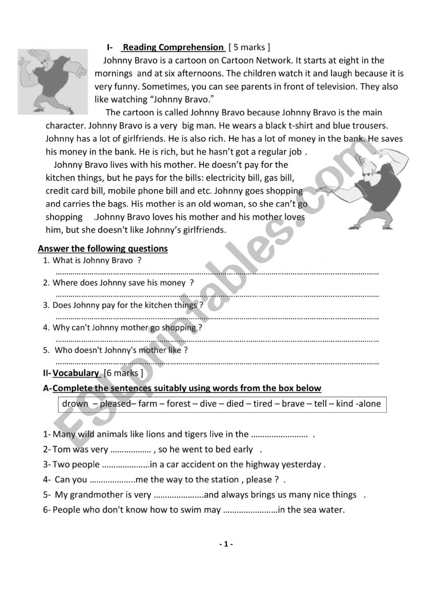 First Term Exam [Grade Six ]  worksheet